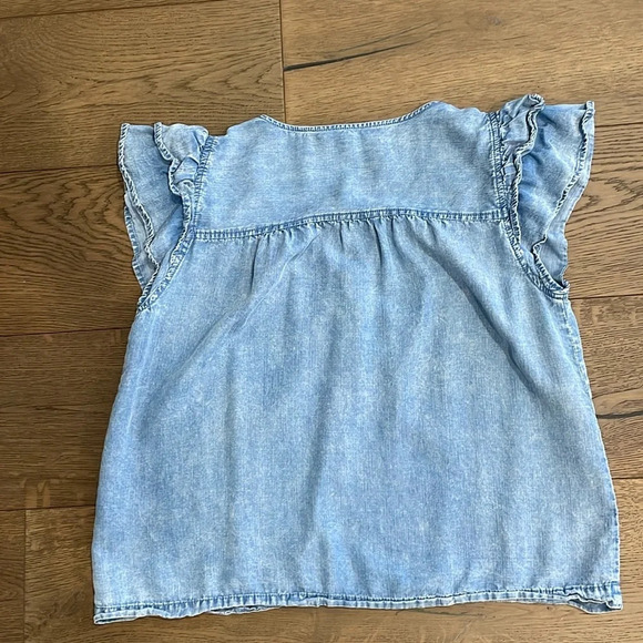 Jane + Delancey Women’s Denim Chambray Blue Casual Flowy Short Sleeve Top Size S - Picture 8 of 8